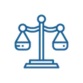 Blue scale of justice icon.